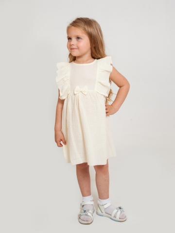 Купить 322-СЛ. Платье из муслина детское, хлопок 100% сливочный, р. 98,104,110,116 в Мурманске