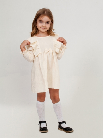 Купить 321-СЛ. Платье из муслина детское, хлопок 100% сливочный, р. 98,104,110,116 в Мурманске