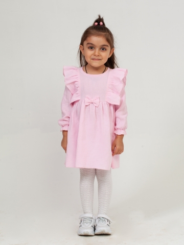 Купить 321-Р. Платье из муслина детское, хлопок 100% розовый, р. 98,104,110,116 в Мурманске